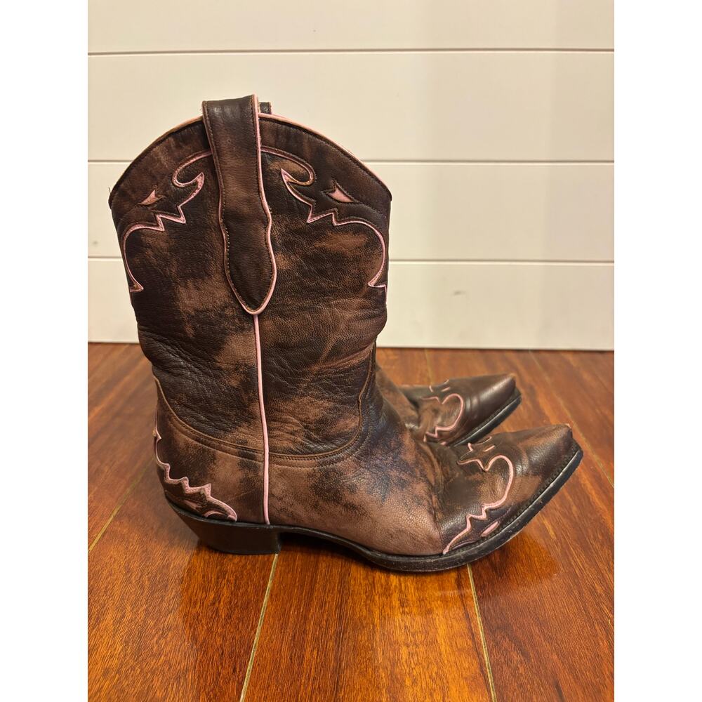 Old Gringo Women’s Pink Brown Distressed Leather Country Cowgirl Boots Size 10 B